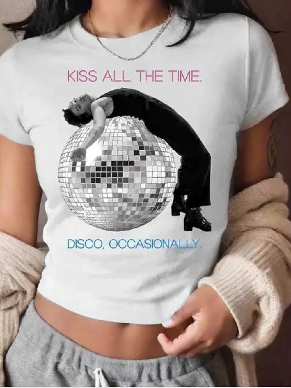 Harry Styles Kiss All the Time Disco Occasionally Vintage White BabyTee
